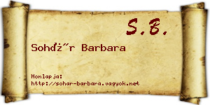 Sohár Barbara névjegykártya