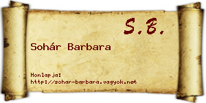 Sohár Barbara névjegykártya